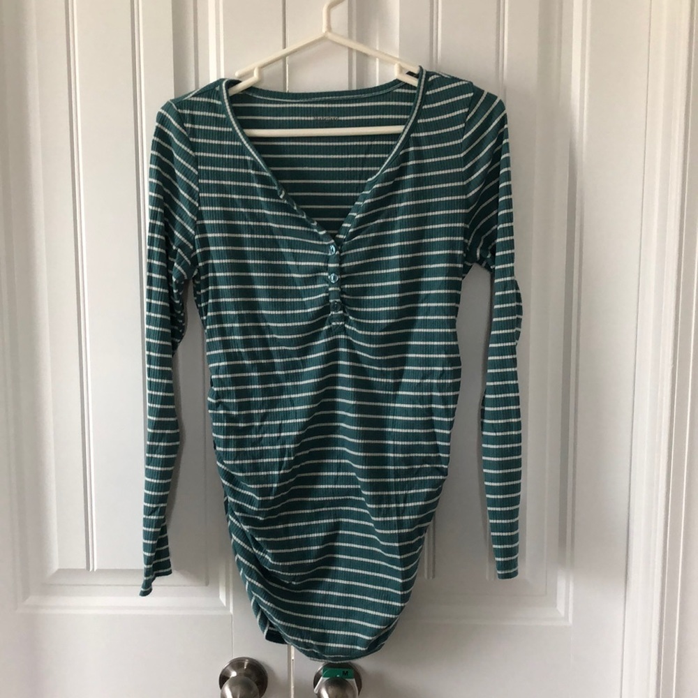 Long sleeved Henley maternity shirt